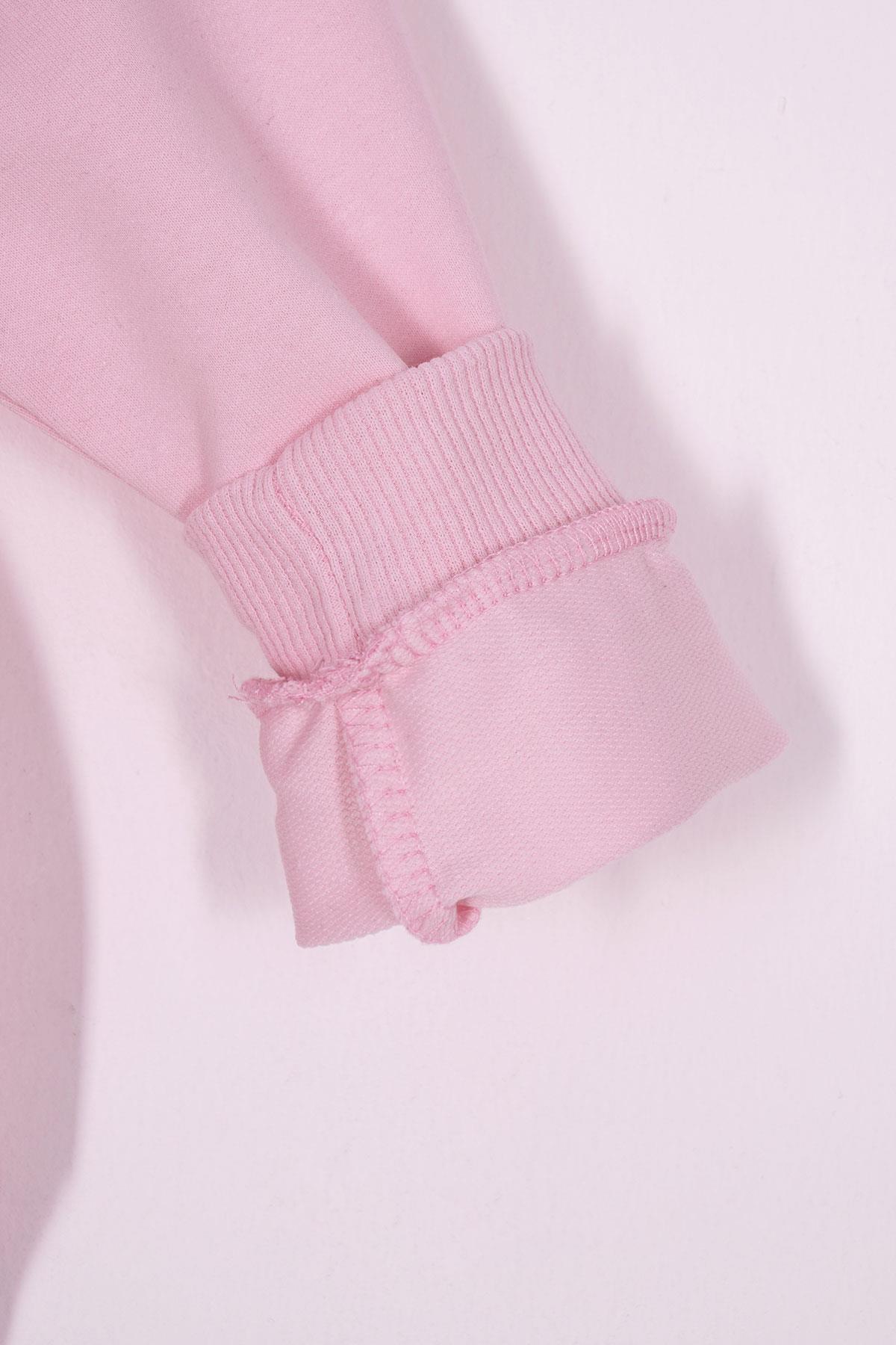 Bisiklet Yaka Uzun Kol Onu Sus Cep Kapaklı Açık Pembe Renk Esofman Takım