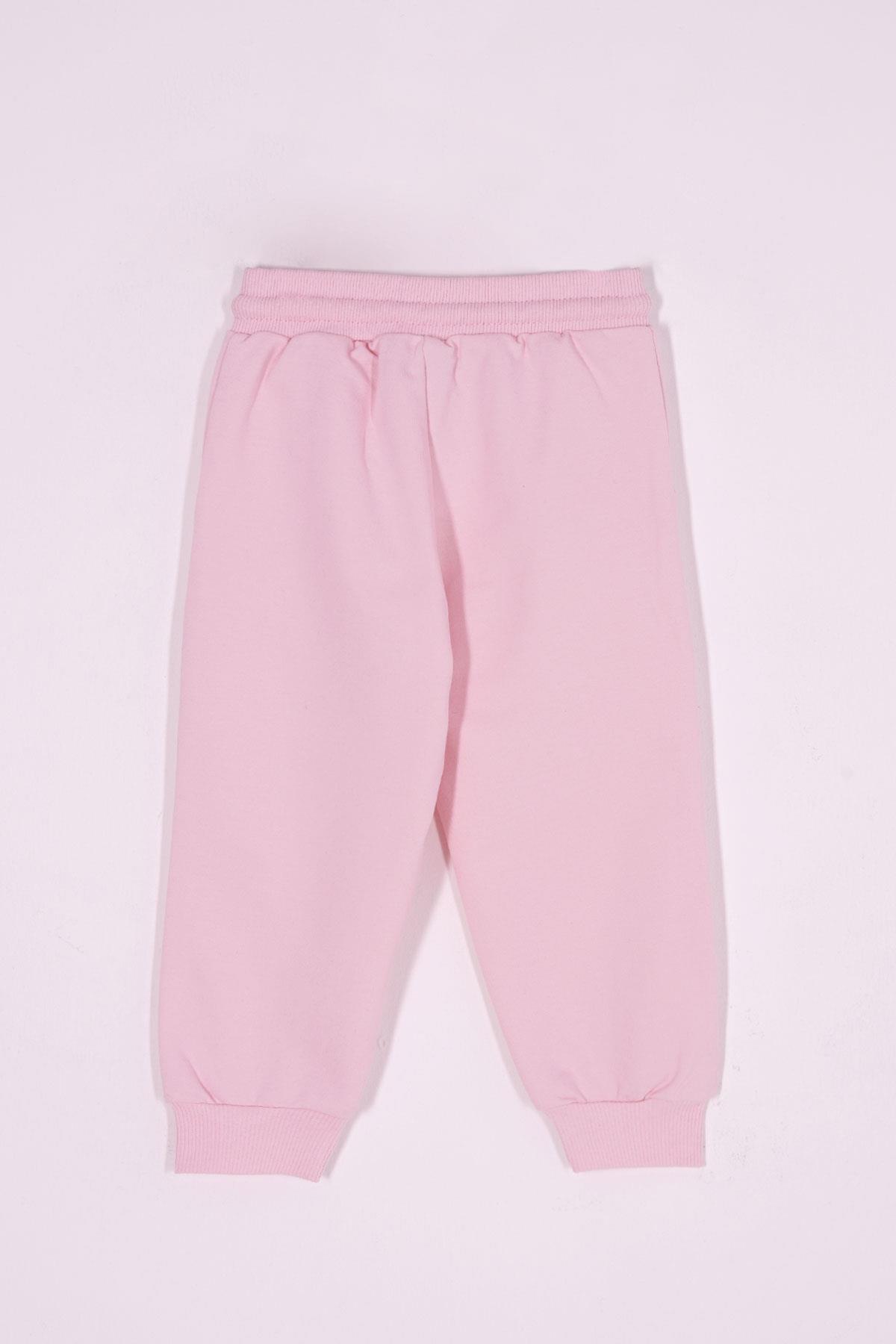 Bisiklet Yaka Uzun Kol Onu Sus Cep Kapaklı Açık Pembe Renk Esofman Takım