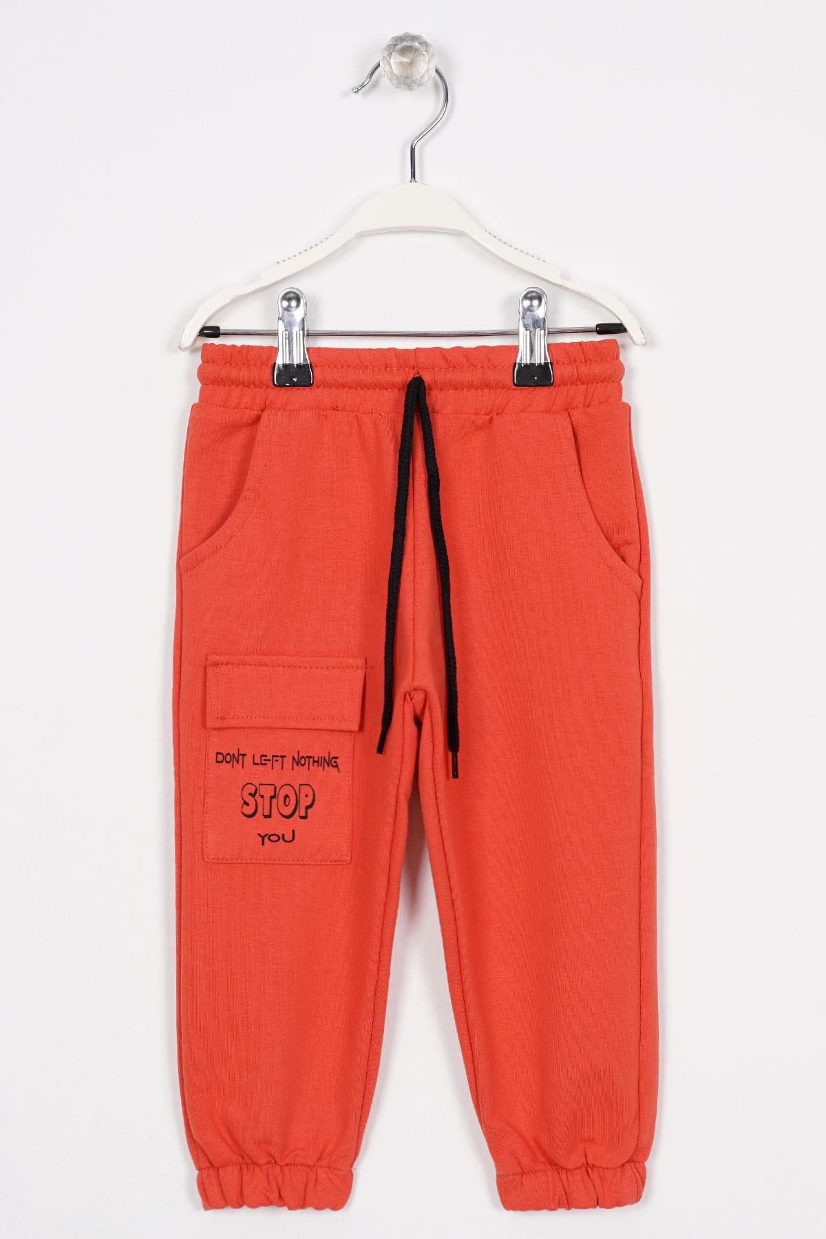 Don't Left Nothıng Stop You Yazı Baskılı Kiremit Renk Erkek Çocuk Esofman Tek Alt
