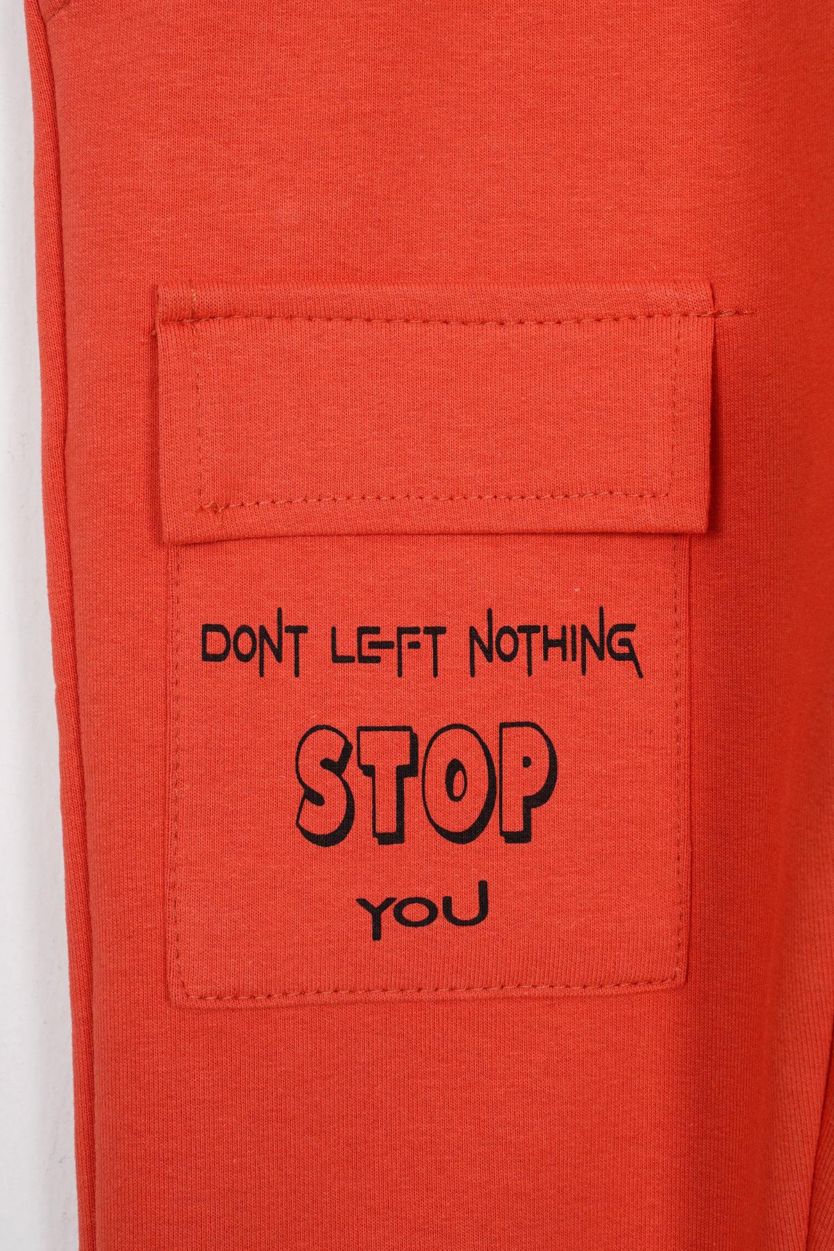 Don't Left Nothıng Stop You Yazı Baskılı Kiremit Renk Erkek Çocuk Esofman Tek Alt