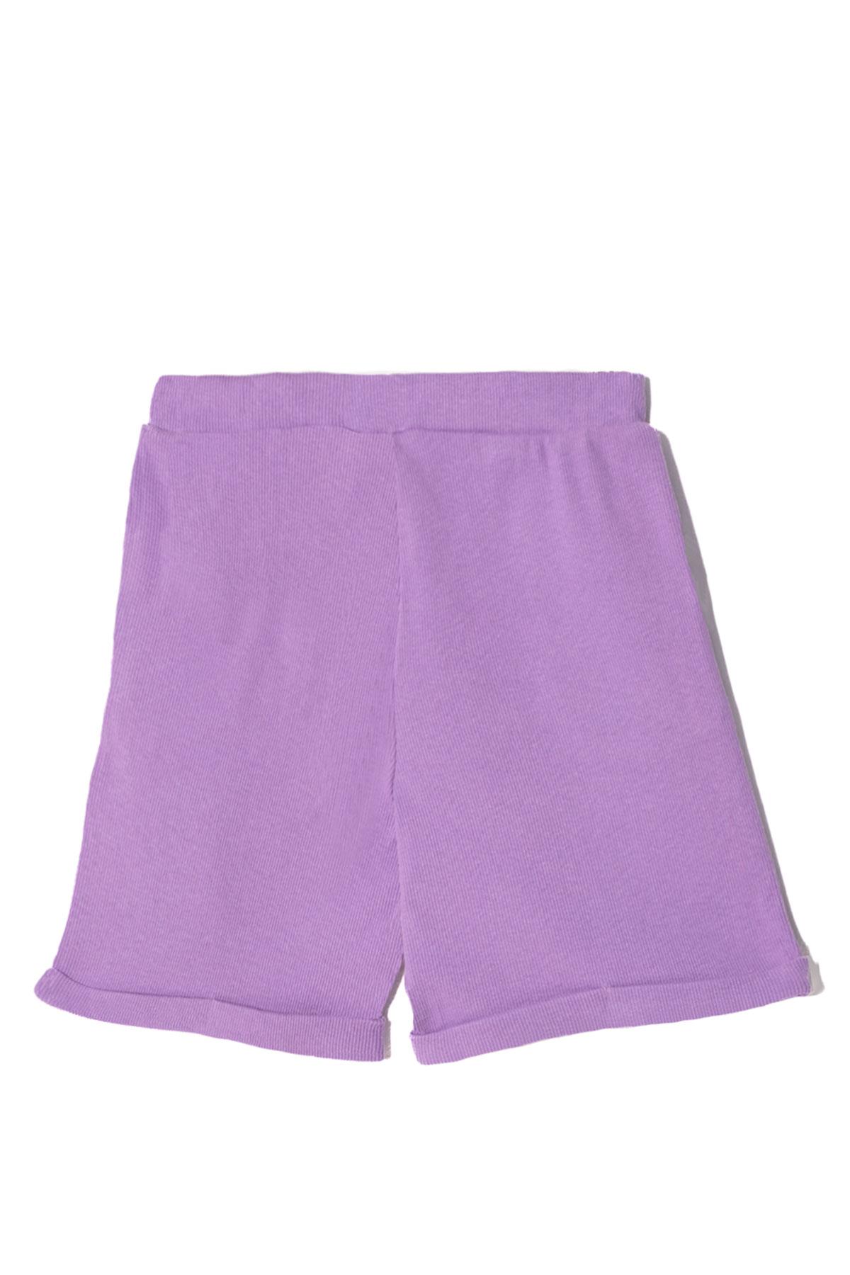 Fitilli Koyu Lila Renk Kız Çocuk Şort