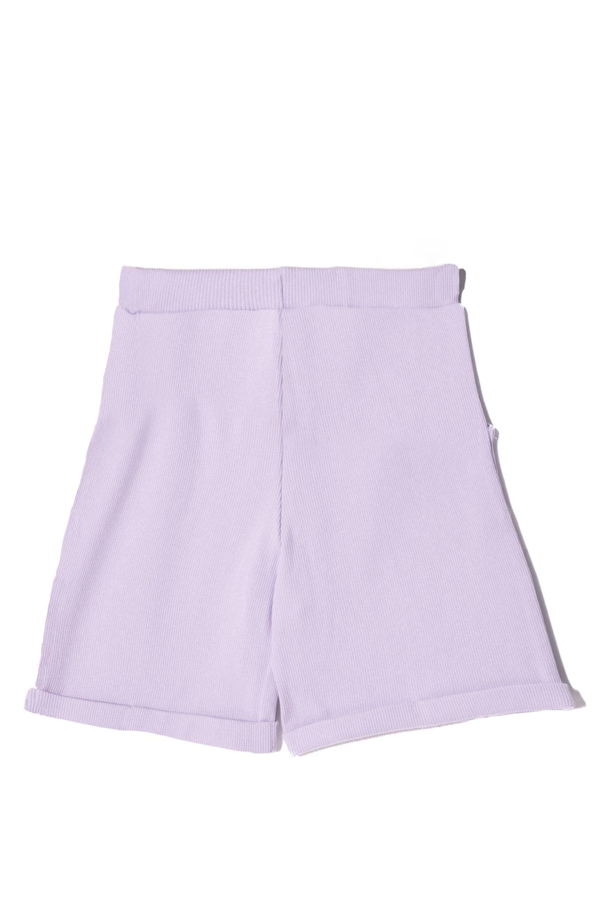 Fitilli Lila Renk Kız Çocuk Sort