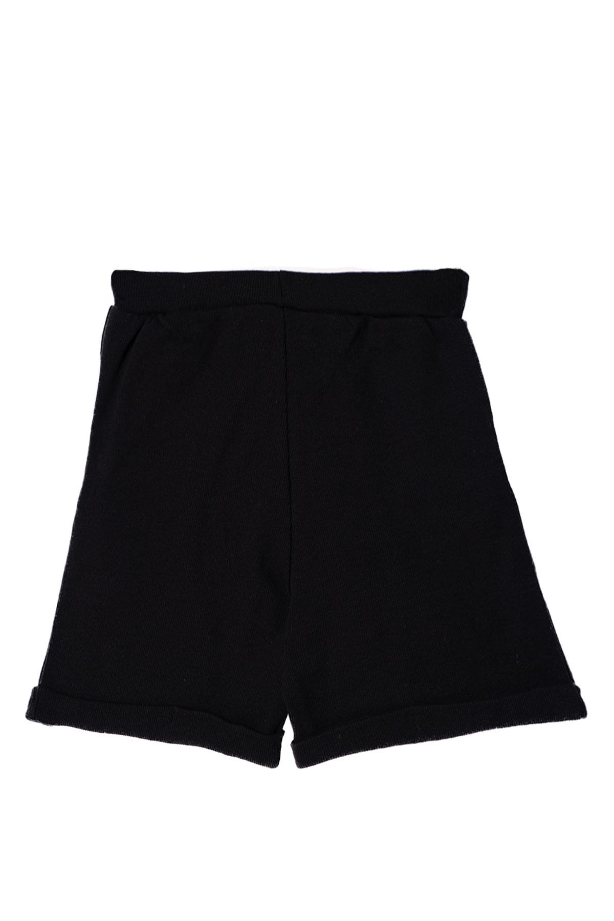 Fitilli Siyah Renk Üçlü Kız Çocuk Şort