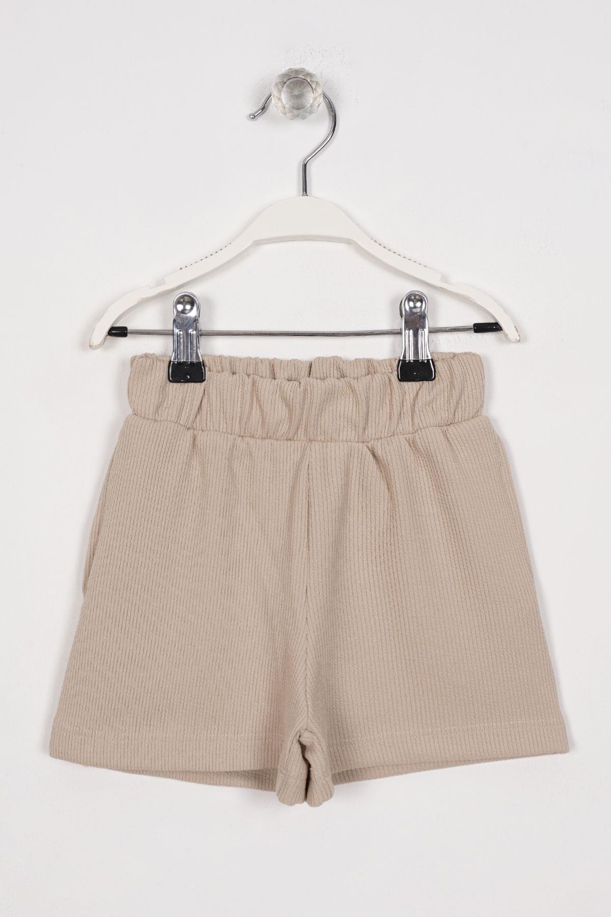 Fittilli Cepli Bej Renk Kız Çocuk Şort