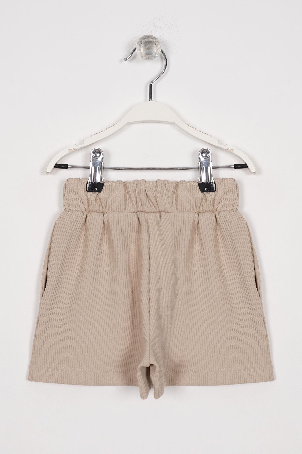 Fittilli Cepli Bej Renk Kız Çocuk Şort