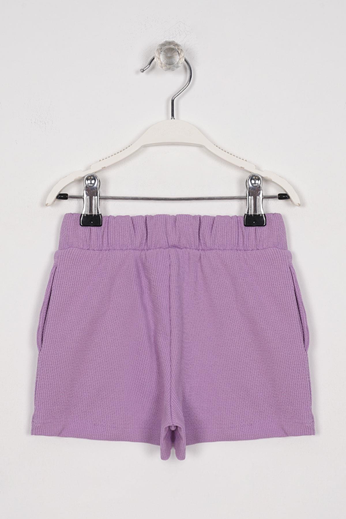 Fittilli Cepli Lila Renk Kız Çocuk Şort
