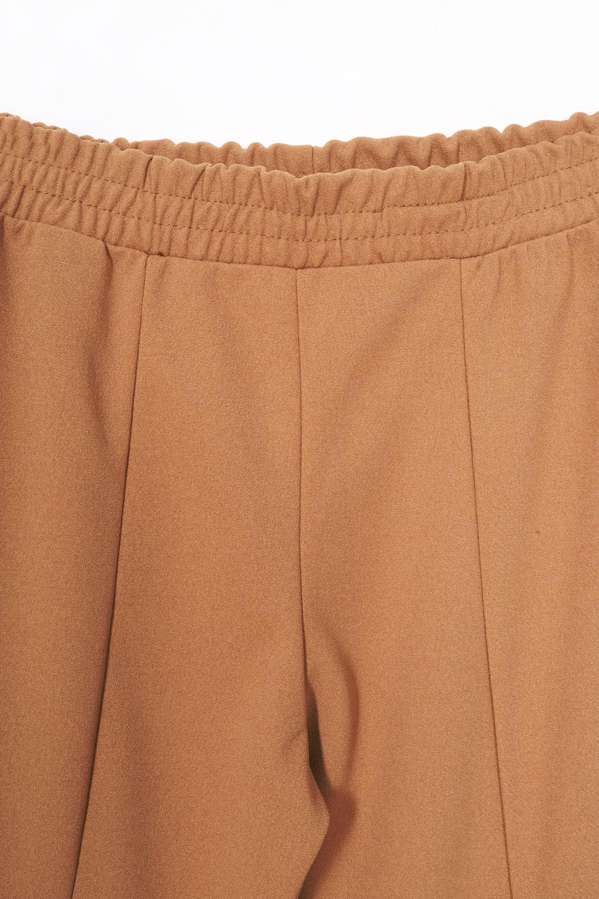 İspanyol Paça Yırtmaç Detaylı Kahverengi Renk Kız Çocuk Pantolon