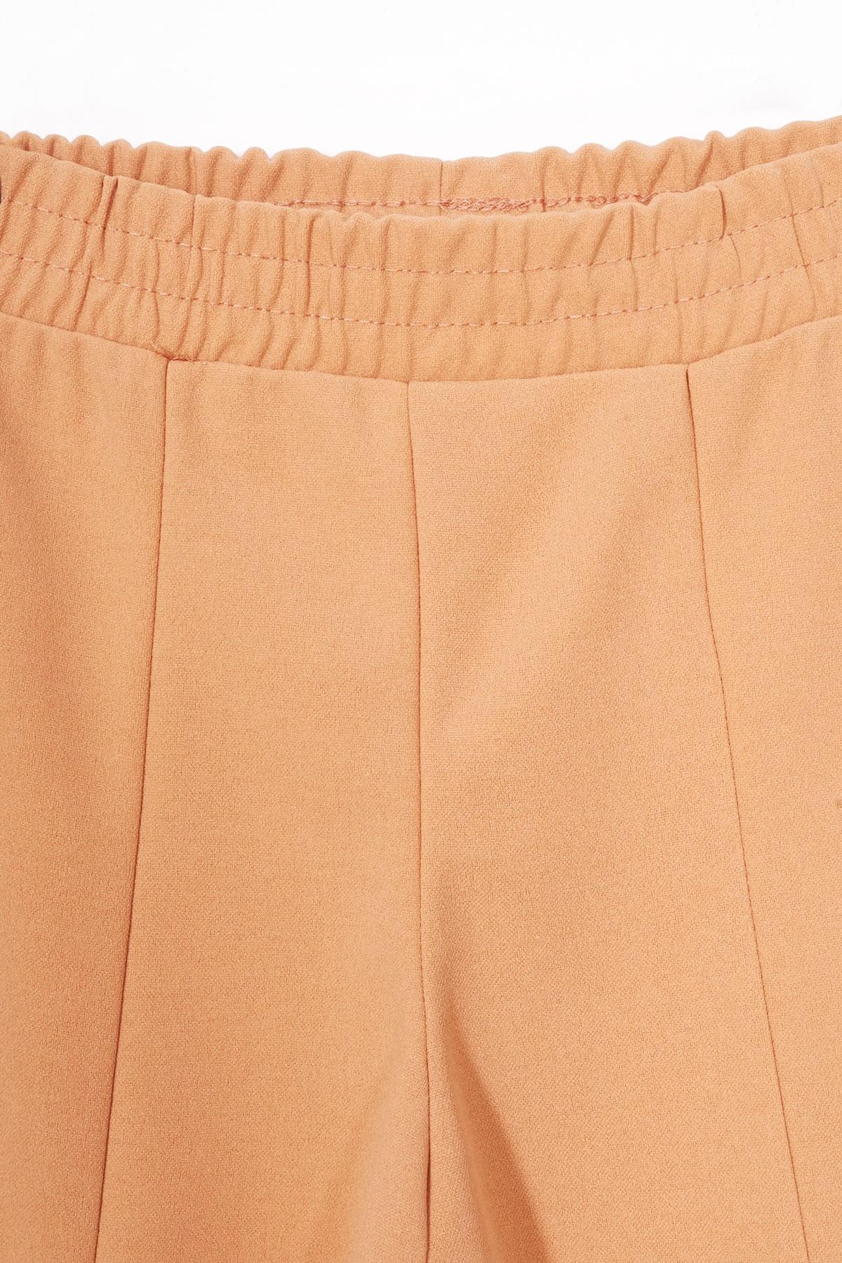 İspanyol Paça Yırtmaç Detaylı Vizon Renk Kız Çocuk Pantolon