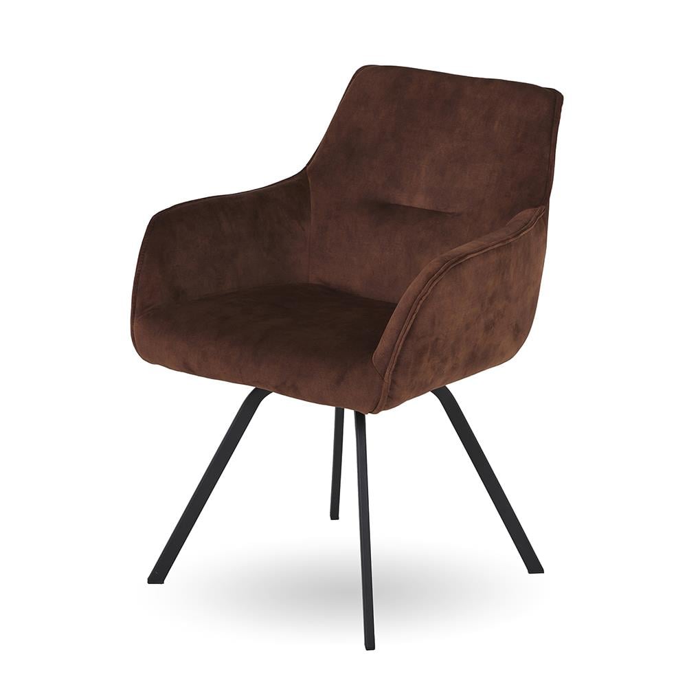 9015 Kollu Yemek Sandalyesi-Fabric Adore Coffee (3216)-Base Blended Steel