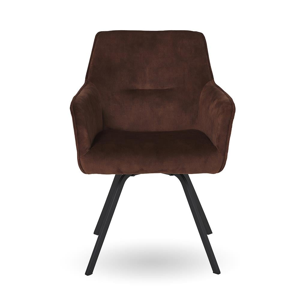 9015 Kollu Yemek Sandalyesi-Fabric Adore Coffee (3216)-Base Blended Steel