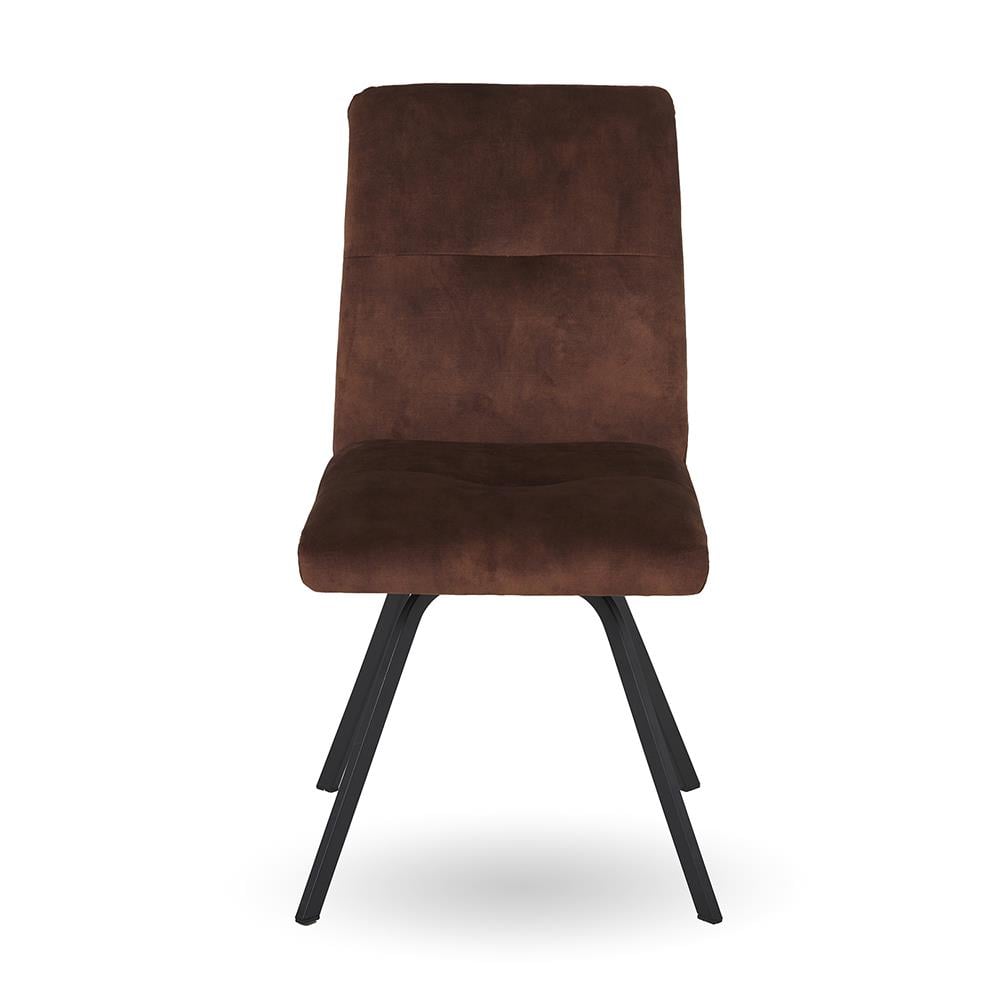9031 Kolsuz Yemek Sandalyesi-Fabric Adore Coffee (3216)-Base Blended Steel
