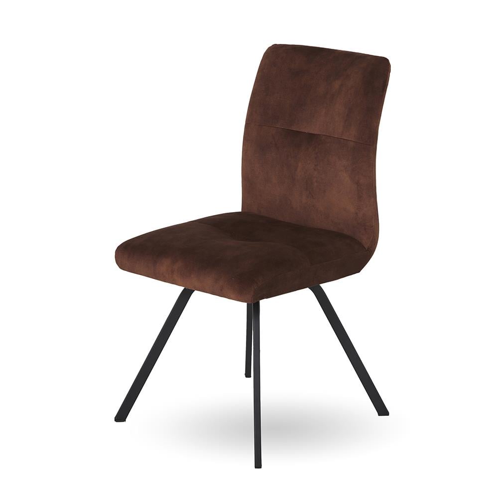 9031 Kolsuz Yemek Sandalyesi-Fabric Adore Coffee (3216)-Base Blended Steel