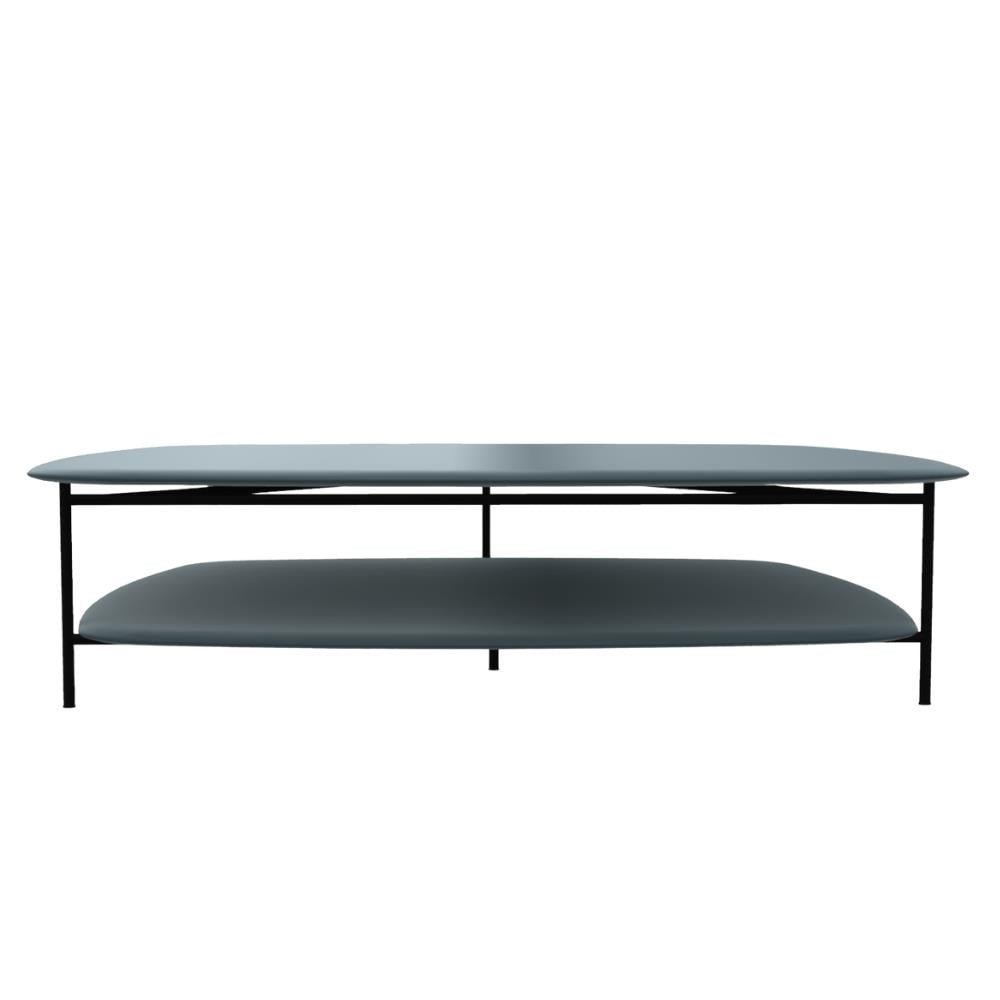 Adrian 130 Orta Sehpa-Frame Matt Black Varnished-Top Petrol Glossy Lacquer-(ADRTB130)