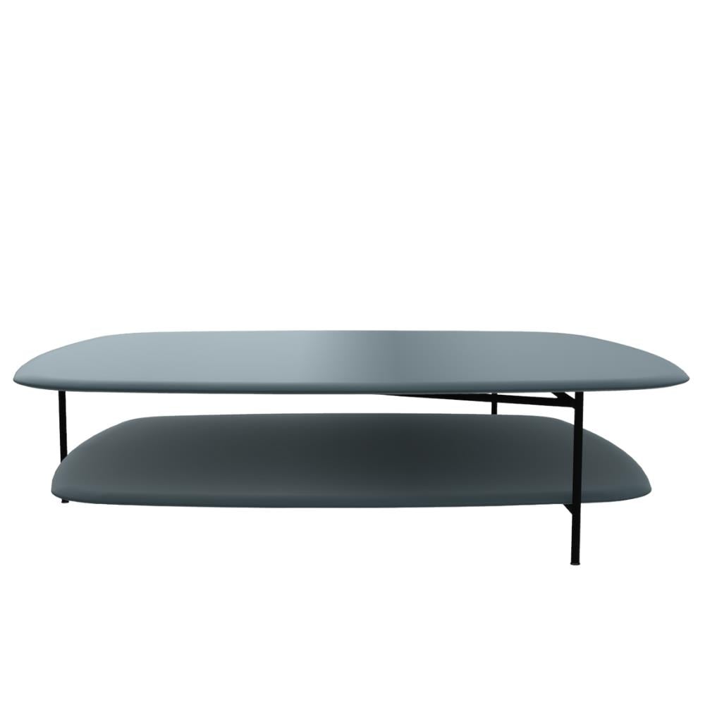 Adrian 130 Orta Sehpa-Frame Matt Black Varnished-Top Petrol Glossy Lacquer-(ADRTB130)