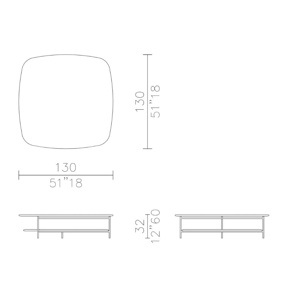 Adrian 130 Orta Sehpa-Frame Matt Black Varnished-Top Petrol Glossy Lacquer-(ADRTB130)