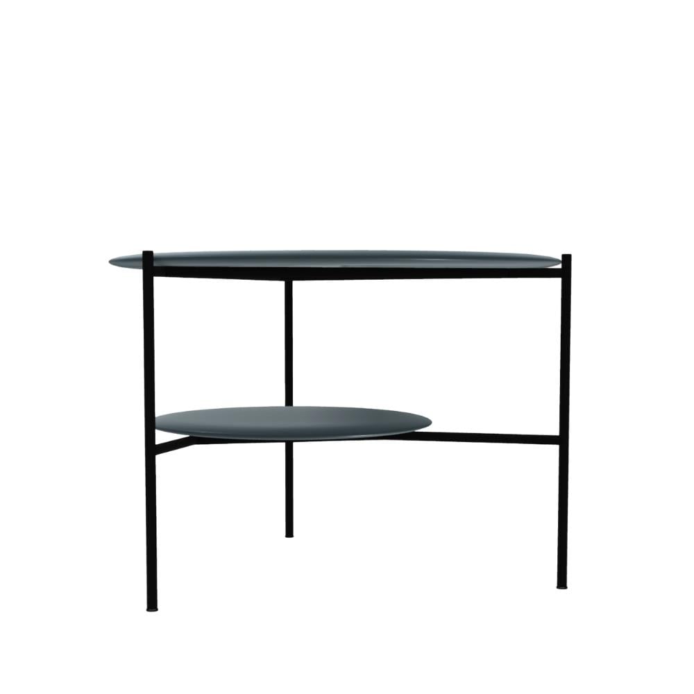 Adrian 70R Alçak Orta Sehpa-Frame Varnished Matt Black-Tip Bronzed Brass-Top Glossy Petrol Laquered-(ADRTB70R)