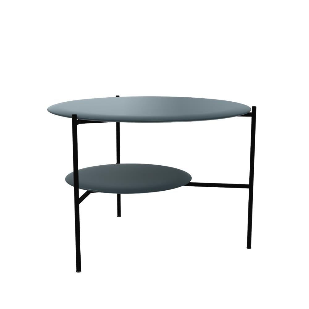 Adrian 70R Alçak Orta Sehpa-Frame Varnished Matt Black-Tip Bronzed Brass-Top Glossy Petrol Laquered-(ADRTB70R)