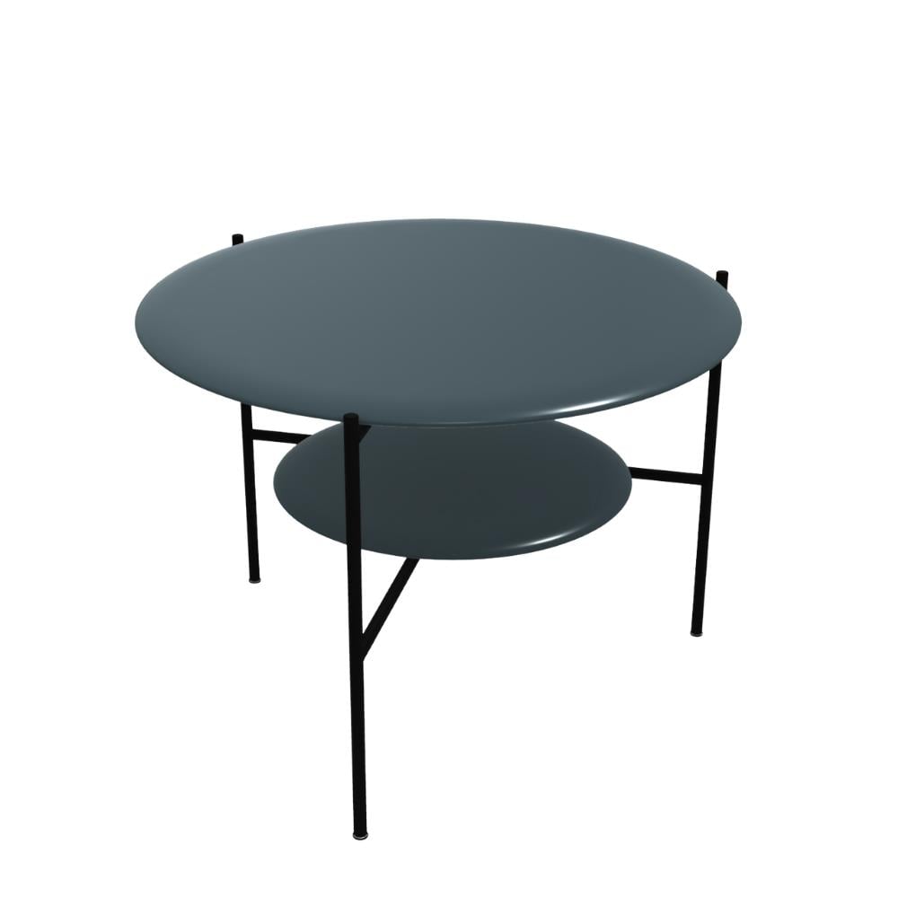 Adrian 70R Alçak Orta Sehpa-Frame Varnished Matt Black-Tip Bronzed Brass-Top Glossy Petrol Laquered-(ADRTB70R)