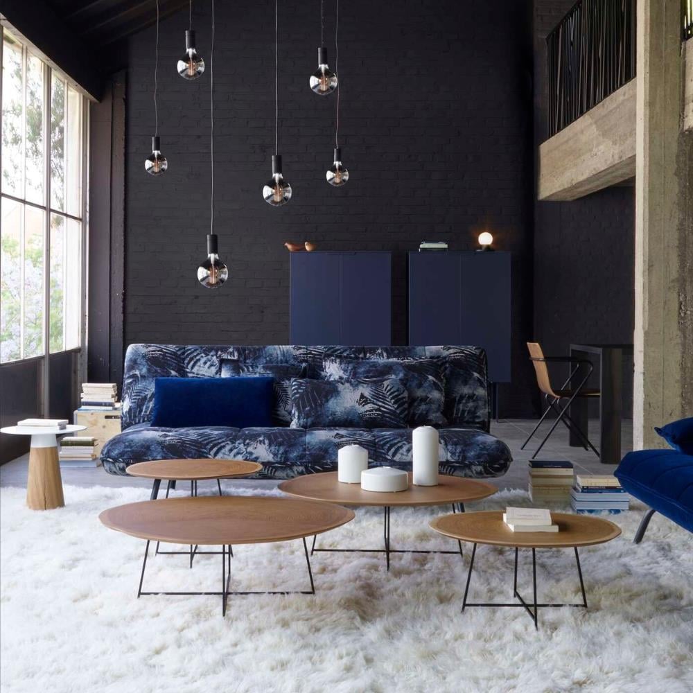 Alburni Alçak Sehpa-Tabla Oak veneer-Ayak Black lacquered steel