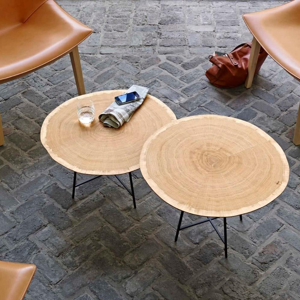 Alburni Alçak Sehpa-Tabla Oak veneer-Ayak Black lacquered steel