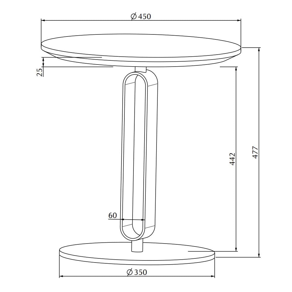 Alfred Sehpa (45) - Lacquered Gold (M325) - Veneer Walnut (L036)