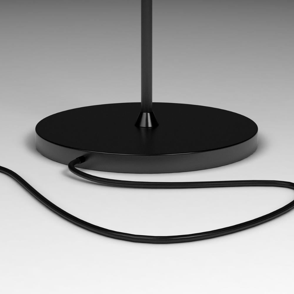 Amis De Jean Okuma Lambası-Ayak in Steel/Shade in Satin Black Lacquered Aluminium/Black Textile Cable/Black Foot-Operated Dimmer