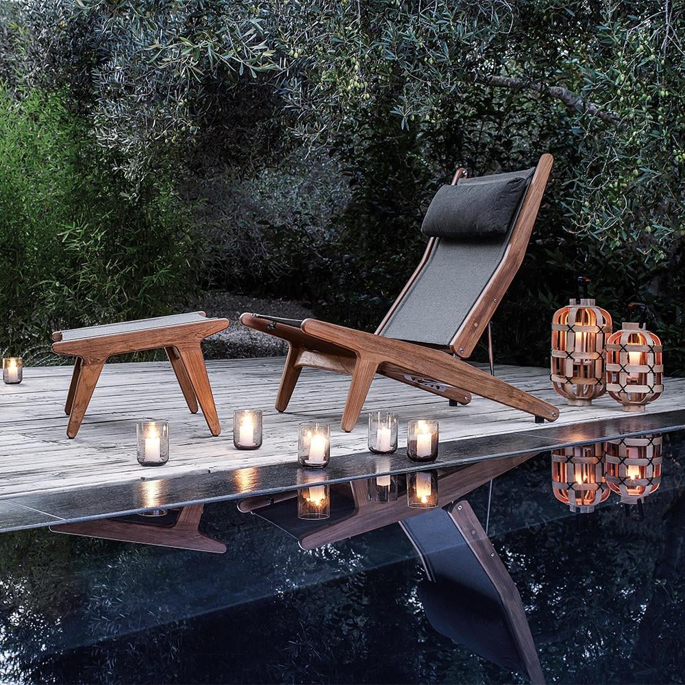 Bay Ayak Uzatma Puf-İskelet-Natural Teak-Anthracite Sling-(Minder Hariç)