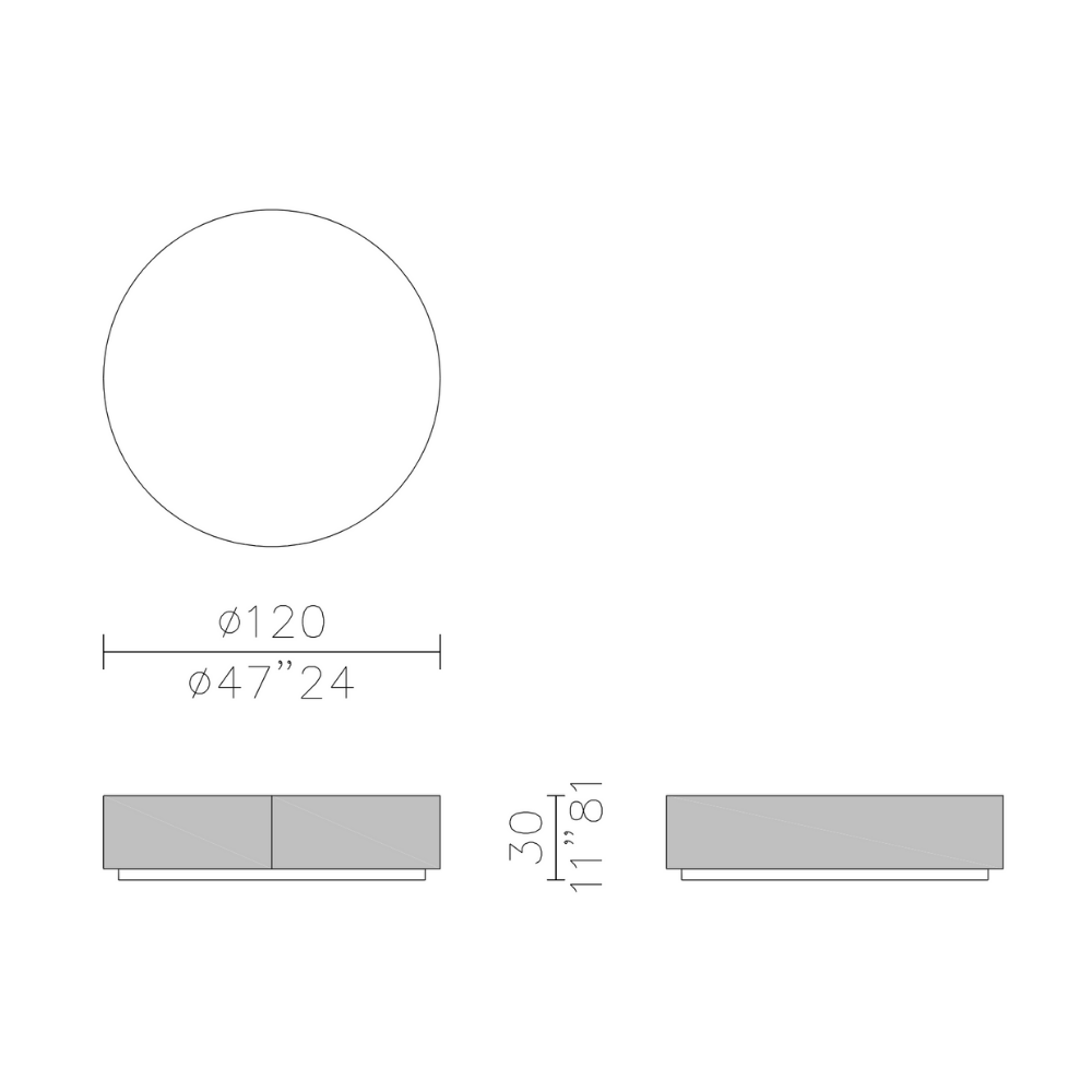 Belt 120R Alçak Orta Sehpa-Base Bronzed Brass -Top Chocolate Painted Glass