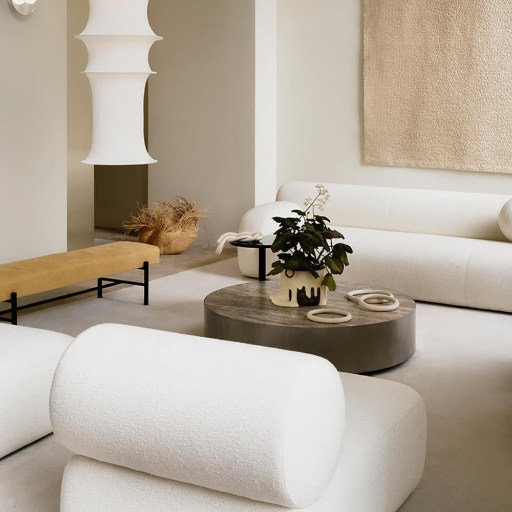 Belt 120R Alçak Orta Sehpa-Base Metal -Top in metal - Stainless Steel Glossy