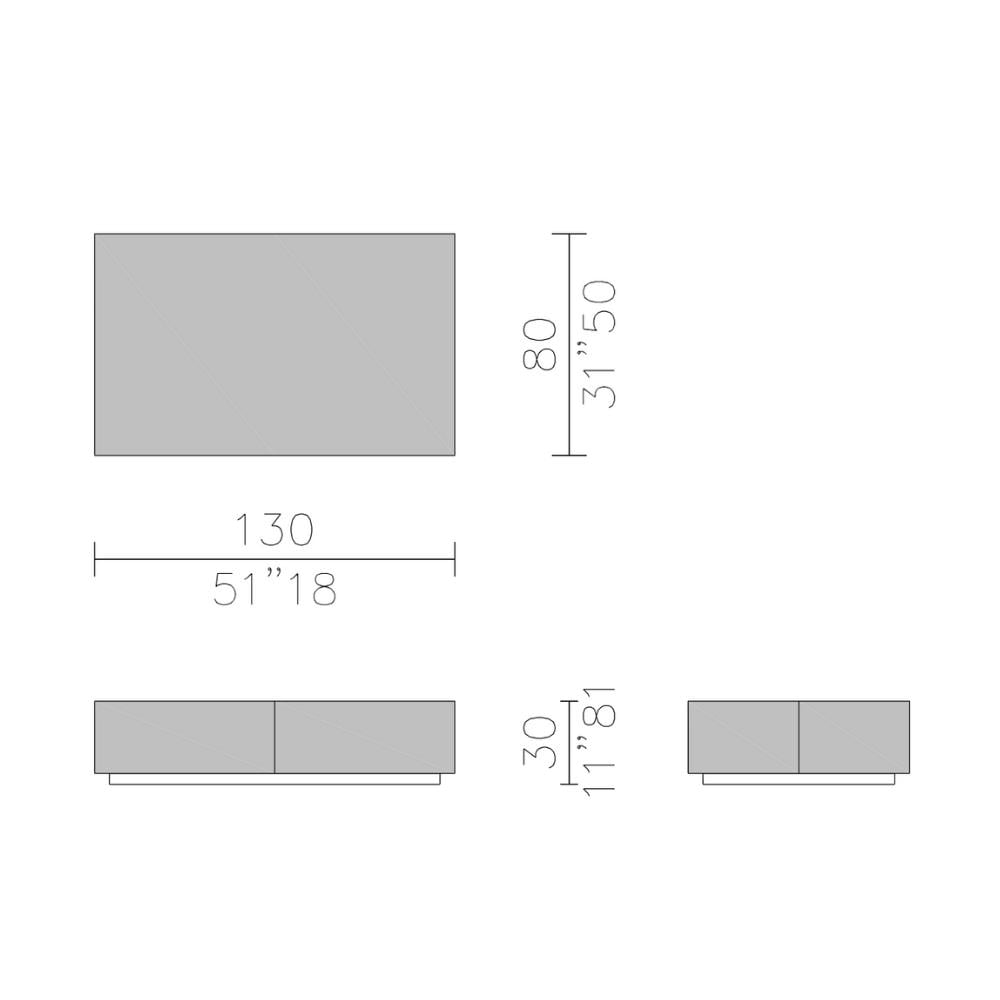 Belt 130 Orta Sehpa-Base Orbitale Steel-Top Putty Painted Glass