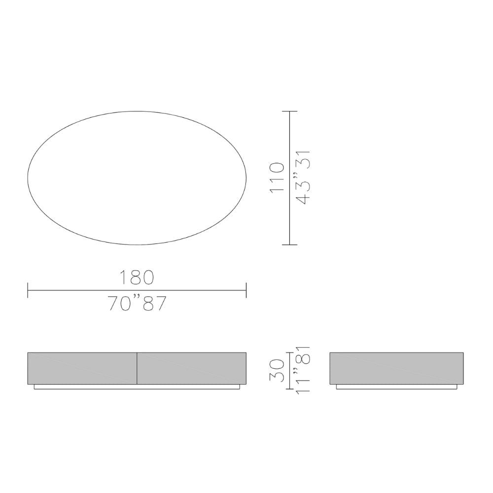 Belt 180 Oval Orta Sehpa-Base Bronzed Brass-Top Sahara Noir Glossy Marble-(BLTB180110OV)