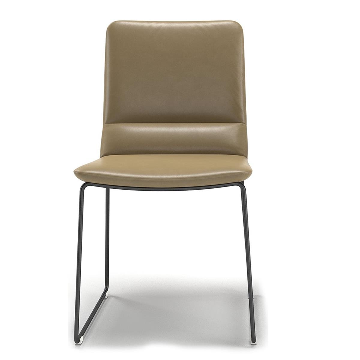 Bendchair Kolsuz Sandalye-Deri Orga Taupe (Grade X)-Ayak Black Lq Sleigh