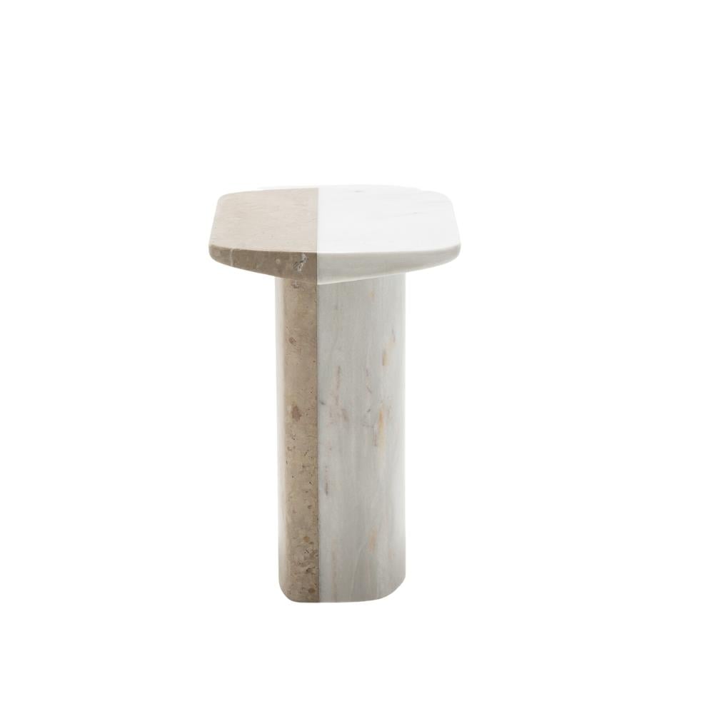 Biscotto Yüksek Yan Sehpa - Mermer Bej