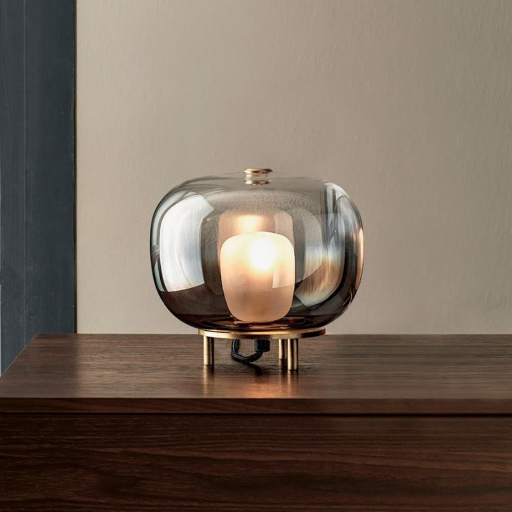 Blow Masa Aydınlatması (21)-Base Natural Brass (M352)-Lamo Transparent (V001)