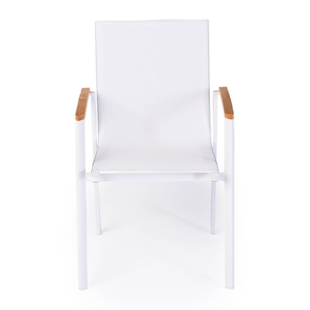 Bondi Kollu Sandalye - İskelet: Beyaz - Kumaş: Beyaz -56x60xh89