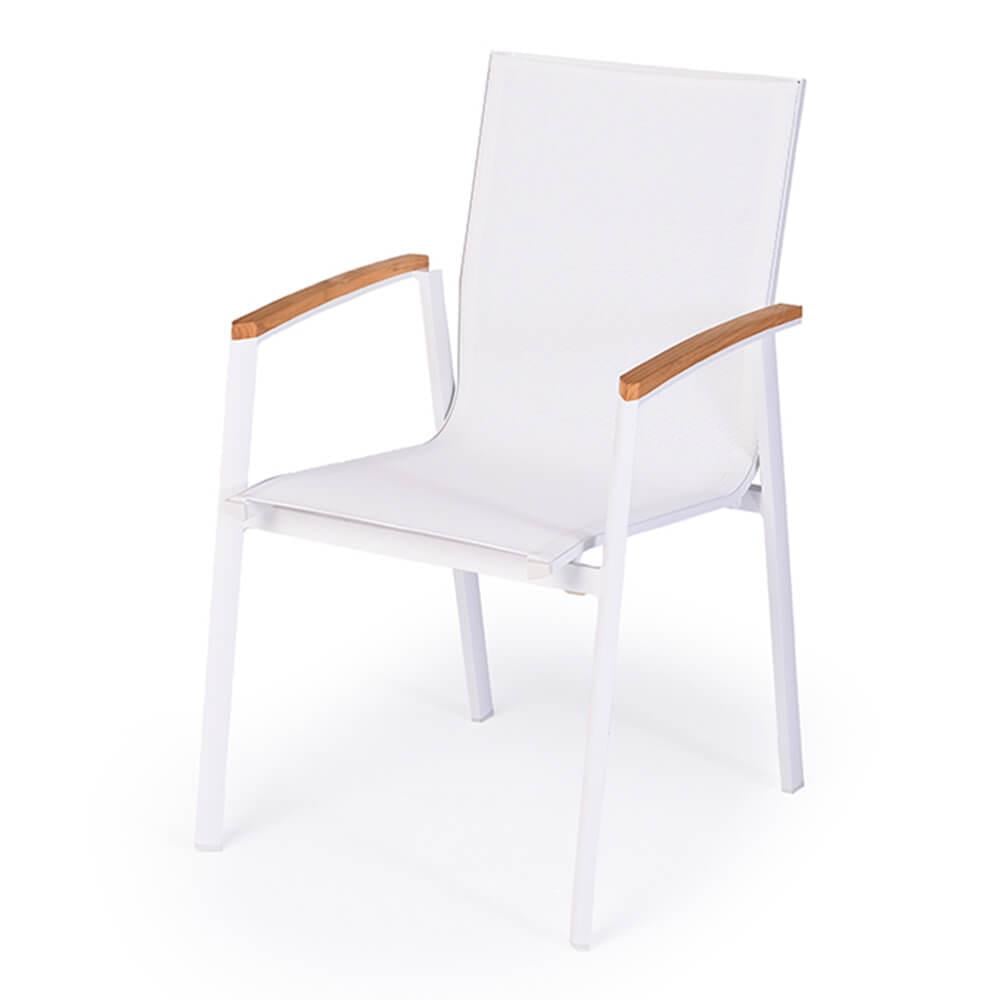 Bondi Kollu Sandalye - İskelet: Beyaz - Kumaş: Beyaz -56x60xh89