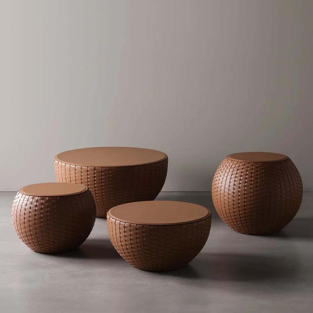 Bongo TB5 Kuoıo Alçak Yan Sehpa-Base Saddle Leather-Top Natural