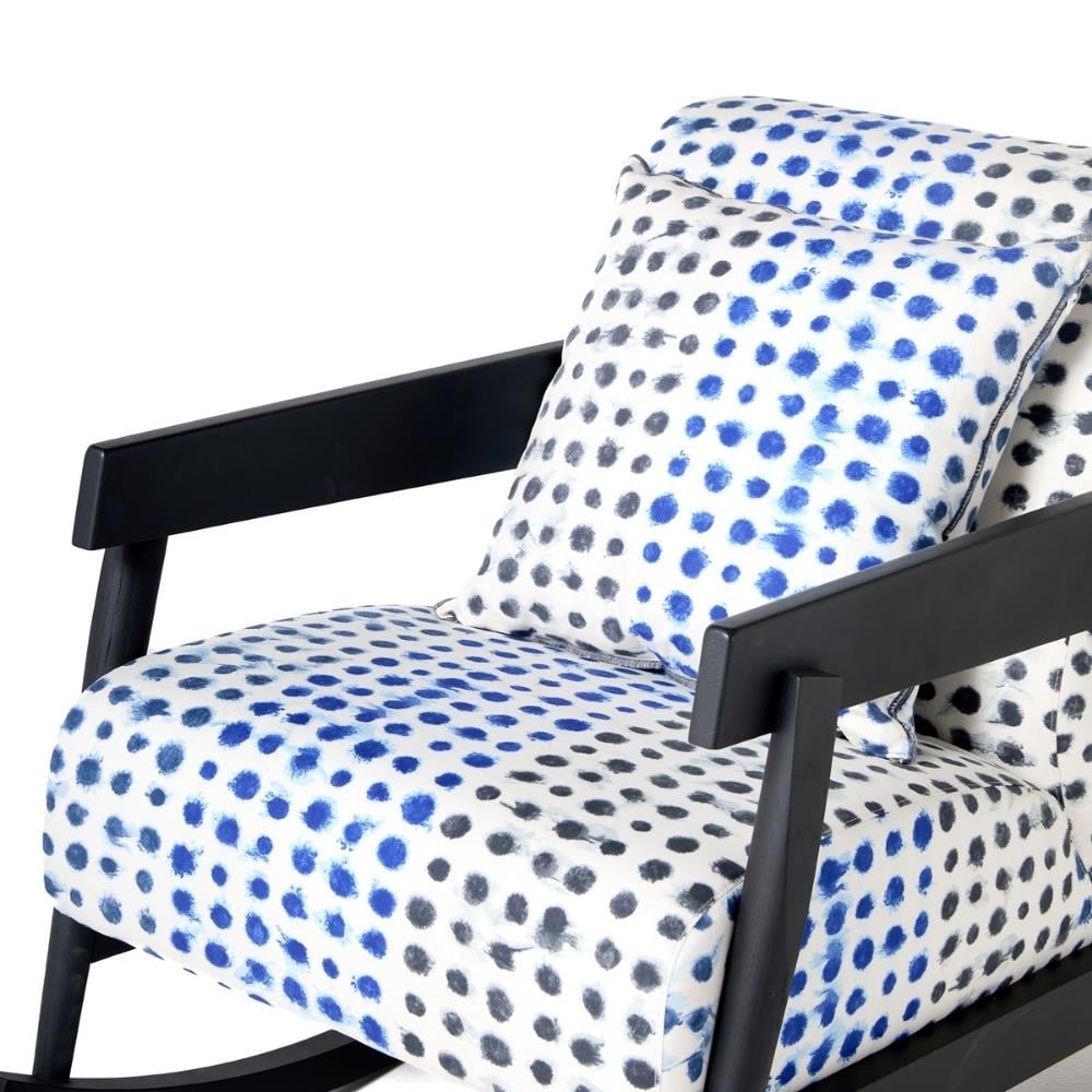 Brick 307 Sallanır Koltuk - Wood Finish: Black lacquered oak -  Fabric: Pois Oceano (Cat:D) – 71x112xh87 cm