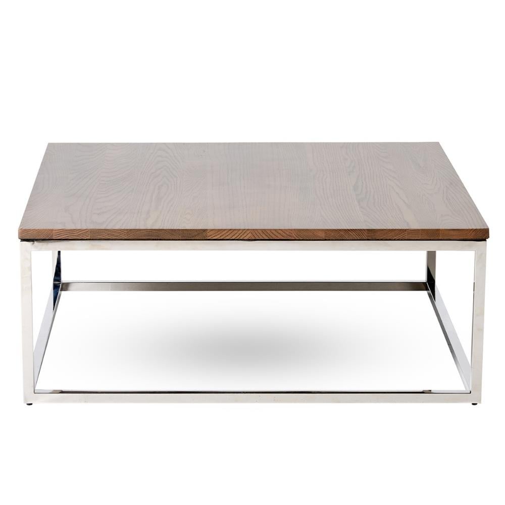 Broadway Meşe Tablalı Paslanmaz Çelik Kare Orta Sehpa Flax Finish