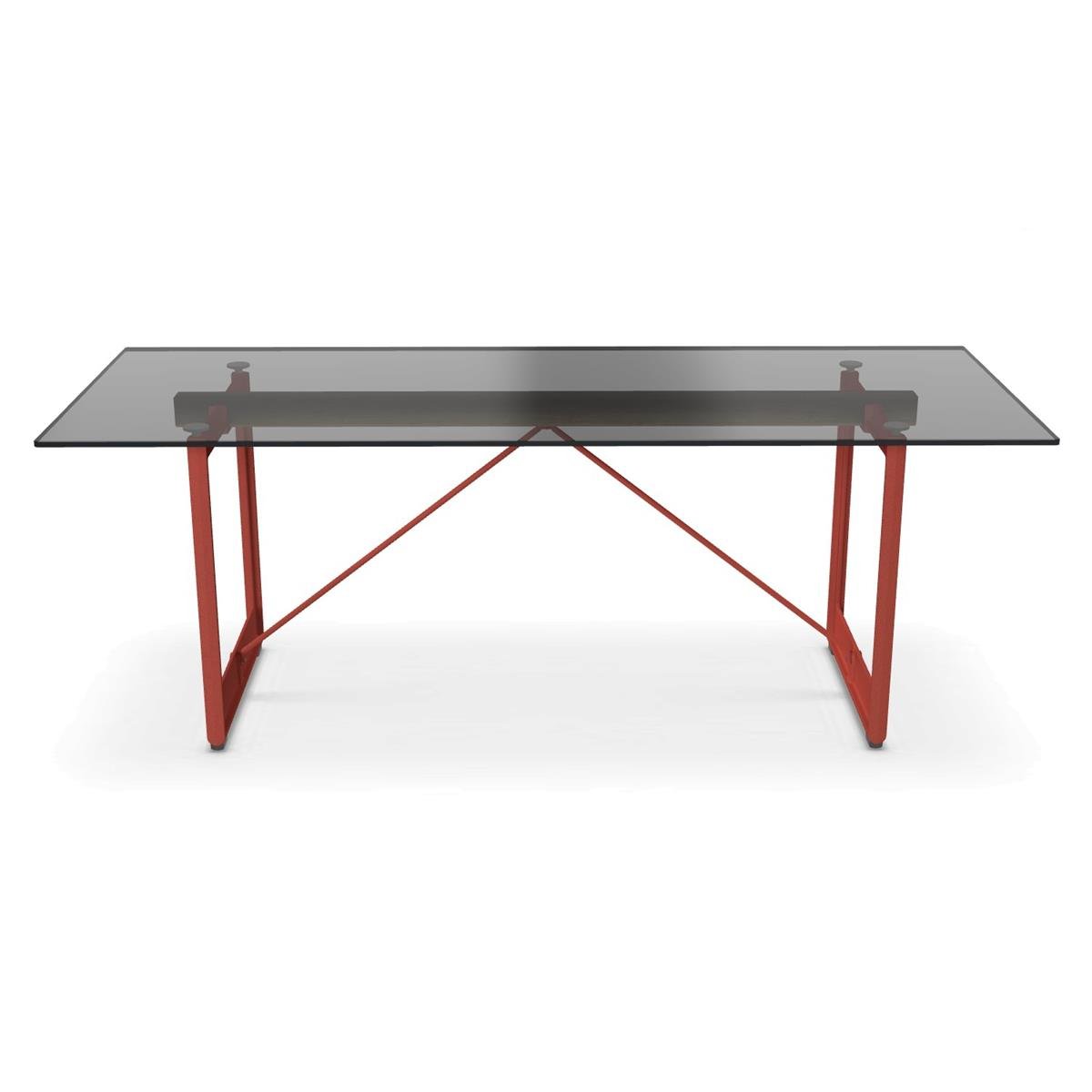 Brut Masa (205)-İskelet Red (5143)-Tabla Clear Glass