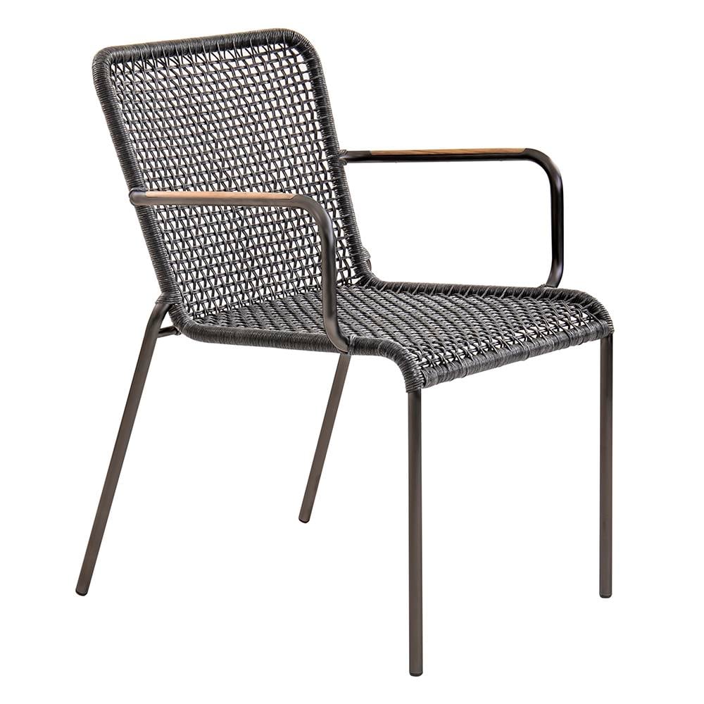 Capri Kollu Sandalye-Frame Anthracite-Fabric Charcoal Loom