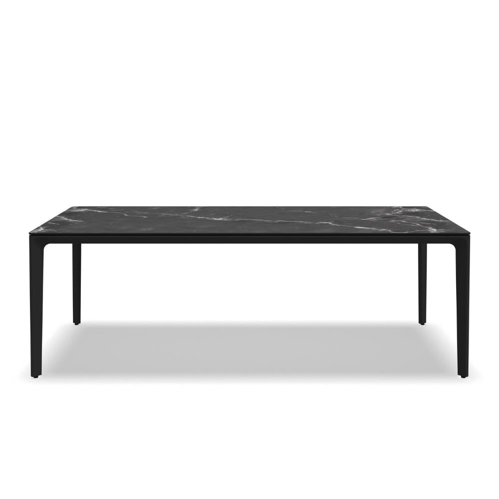 Carver Dikdörtgen Yemek Masası (220 cm)-İskelet Meteor-Tabla Nero Seramik