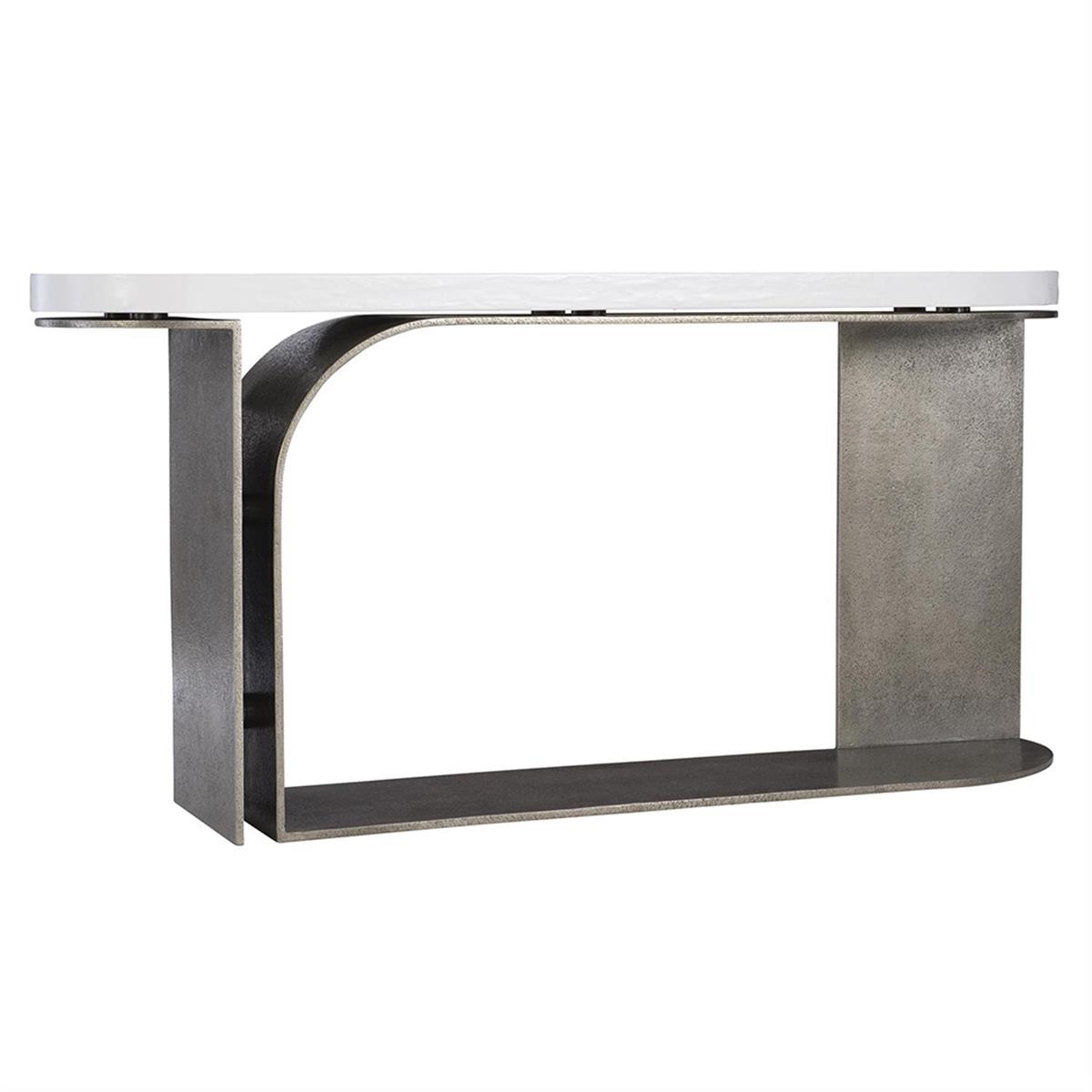 Catalina Konsol-Top White Plaster-Ayak Alu Graphite