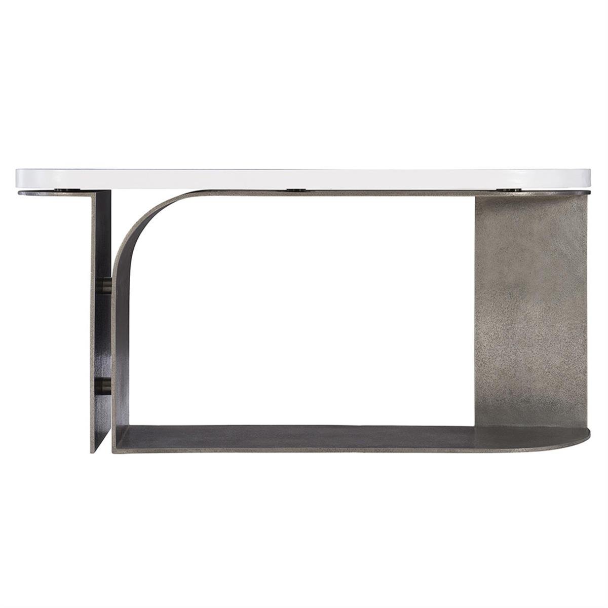 Catalina Konsol-Top White Plaster-Ayak Alu Graphite