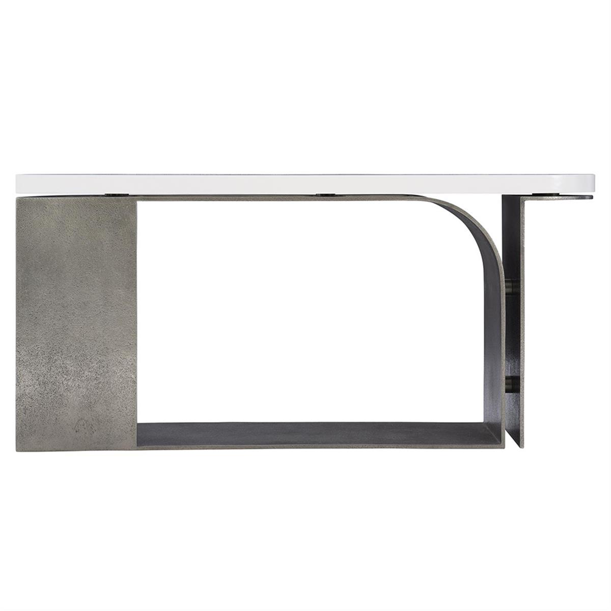 Catalina Konsol-Top White Plaster-Ayak Alu Graphite