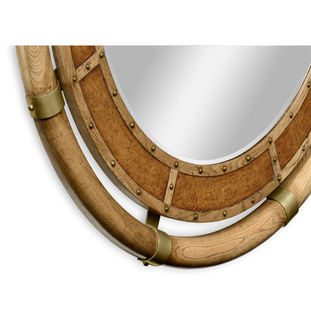 Circular Nautical Style Oak and Leather Ayna