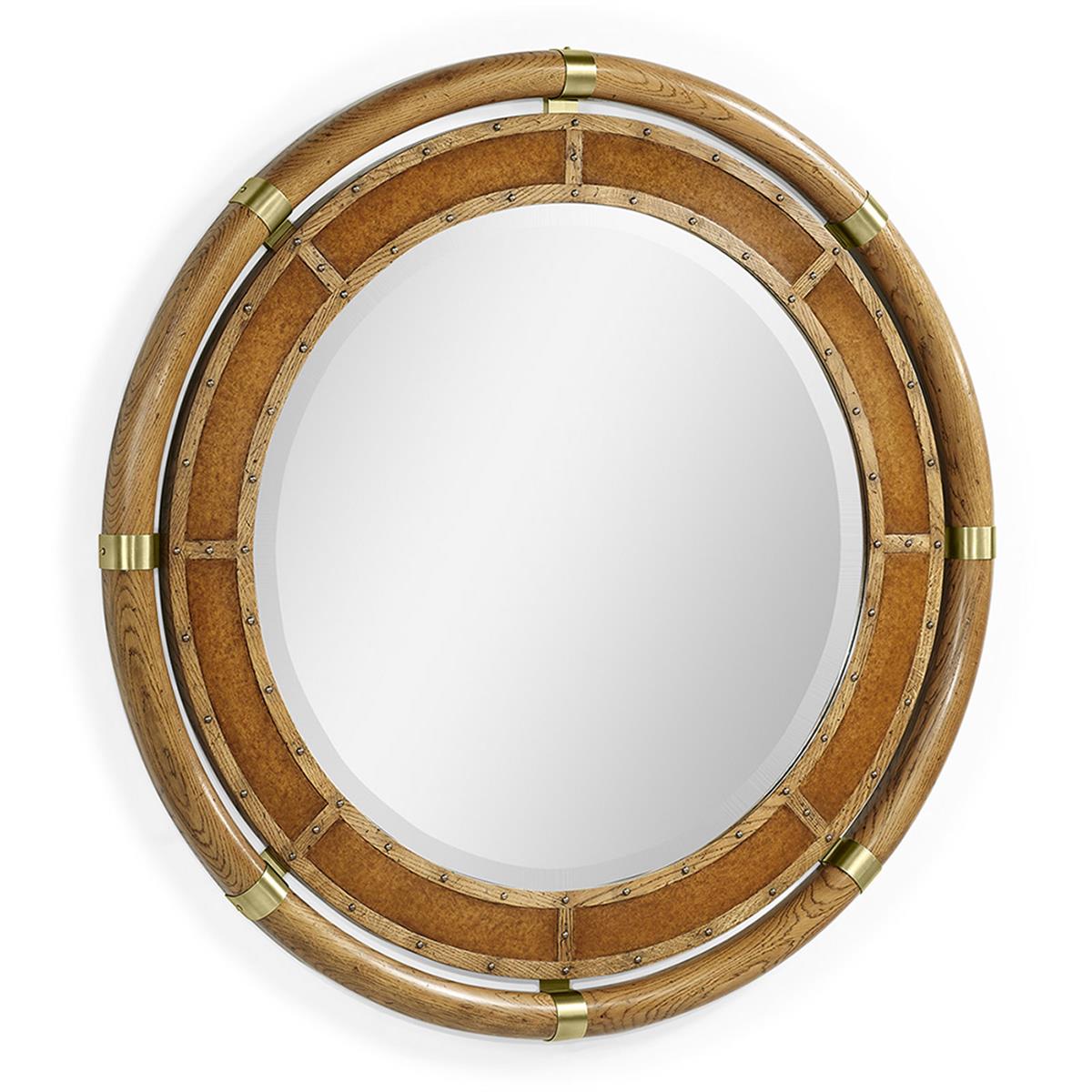 Circular Nautical Style Oak and Leather Ayna