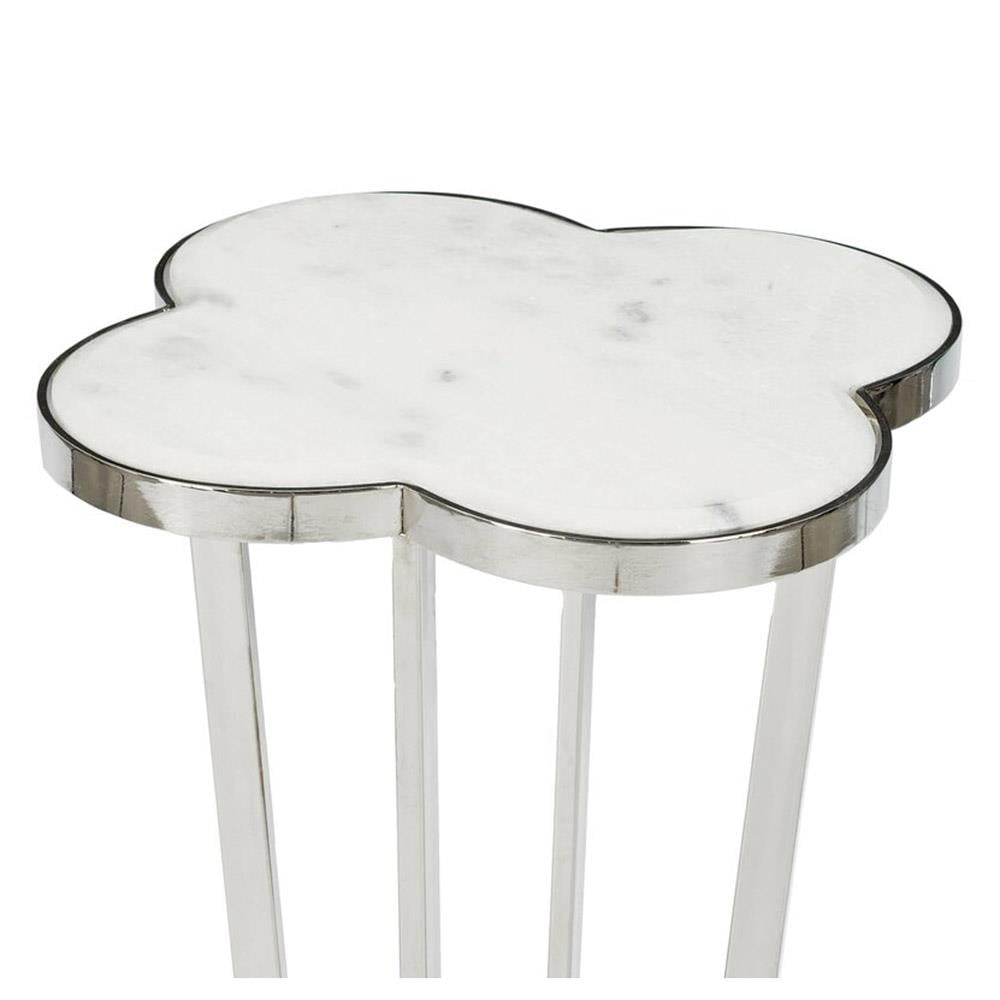 Clover Yan Sehpa - Polished Nickel/Marbel - H 61 W 46 D 46 cm