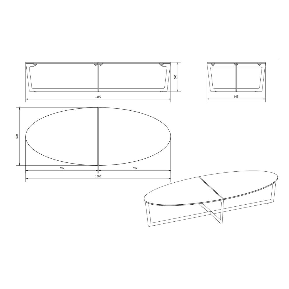 Cross Orta Sehpa (150)-Frame Lacquered Gold (M325)-Top Transparent Bronze (C159)