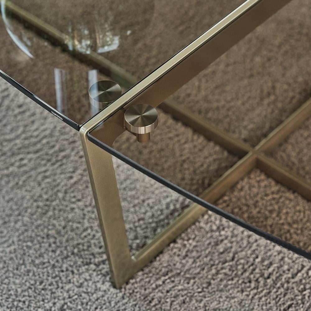 Cross Orta Sehpa (150)-Frame Lacquered Gold (M325)-Top Transparent Bronze (C159)